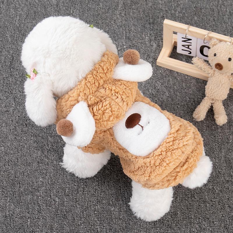 Dog clothes Autumn and winter thermal sweater White bear velvet pet clothes Winter cat clothes Small dog puppies