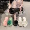 Fashion 2025 New Slippers for Women's Summer Fashion Platform Flip Flops Anti Slip Thick Bottom Seaside Vacation Flower Beach Shoes