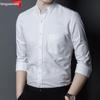 Мужская повседневная хлопковая рубашка с длинным рукавом и воротником-стойкой Hengyuanxiang