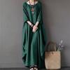 Vintage Cotton Linen Oversized Beach Maxi Dress Women Casual Street Long Sleeve Dresses Robe Clothing