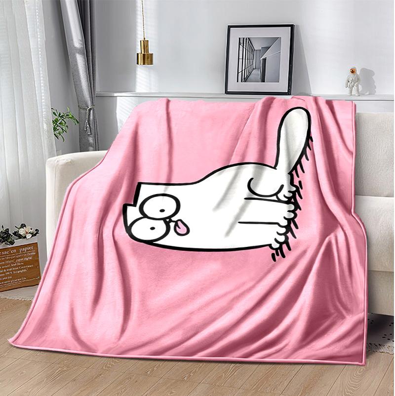 Simon'S Cat Flannel Blanket Soft Warm All-Season Throw, Design for Camping, Car Travel, Hiking Sofa, Bed, Office Perfect Gift for Parties