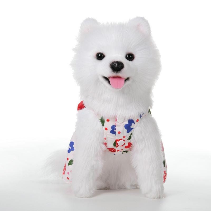 Summer Pet Dog Princess Dress Lace Bow Printed Skirt Sleeveless Floral Clothes for Small Medium Puppy Poodle Cat Party Apparel