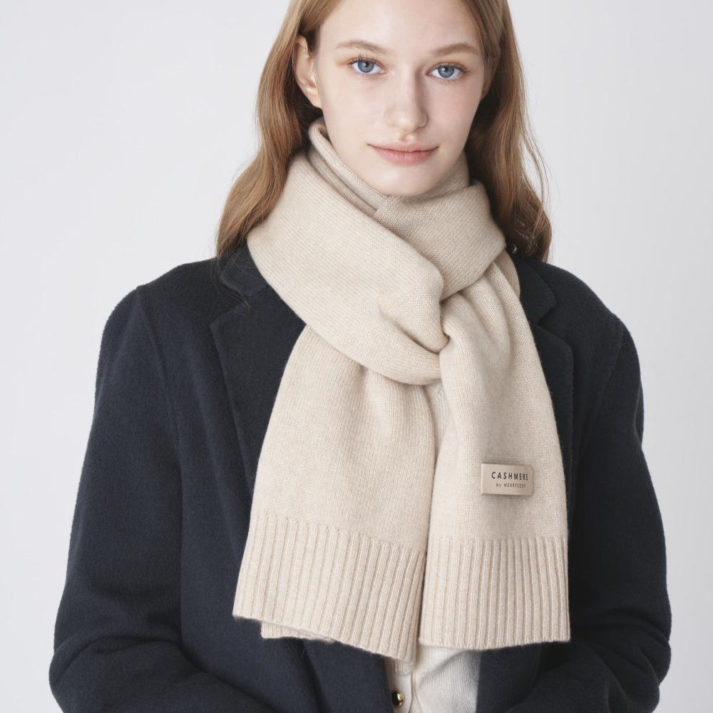Melikub Cashmere Wide Muffler_Organic Beige