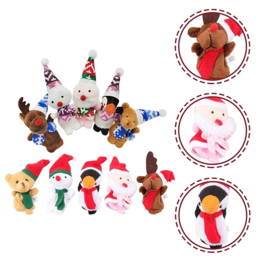 Cartoon Animal Santa Claus Finger Puppets Animal Plush Hand Puppet Soft Doll Toy Party Props