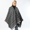 Women’s Plaid Print Cashmere Feel Shawl Casual Stylish Warm Poncho Cape Oversized Sweaters Soft Cardigan Versatile Shawls for Travel Winter Wedding