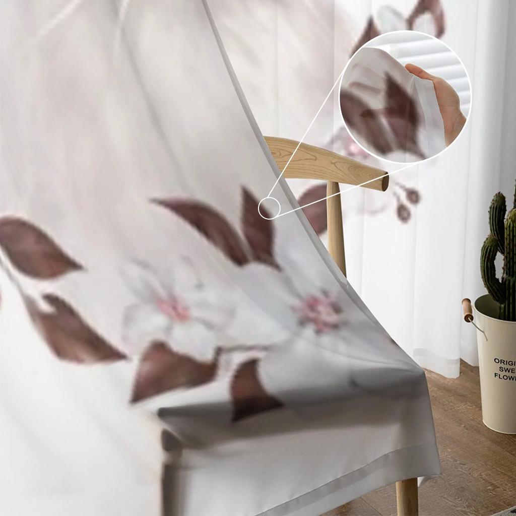 Милый белый кот венок из цветов прозрачные шторы для окна гостиной прозрачная вуаль тюль занавески для спальни домашний декор