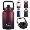 Eliciya Water Vacuum Keeps Hot or Large Carbonated Drink Stainless Easy To Wide Mouth with Perfect for the and Outdoor Suitable for and 4-L Bottle,