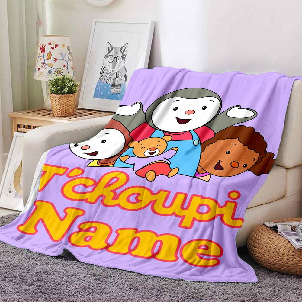 Custom Name Tchoupi Theme Printed Blanket Perfect For Couch Bed Travel Outdoor Use Machine Washable Cozy Durable