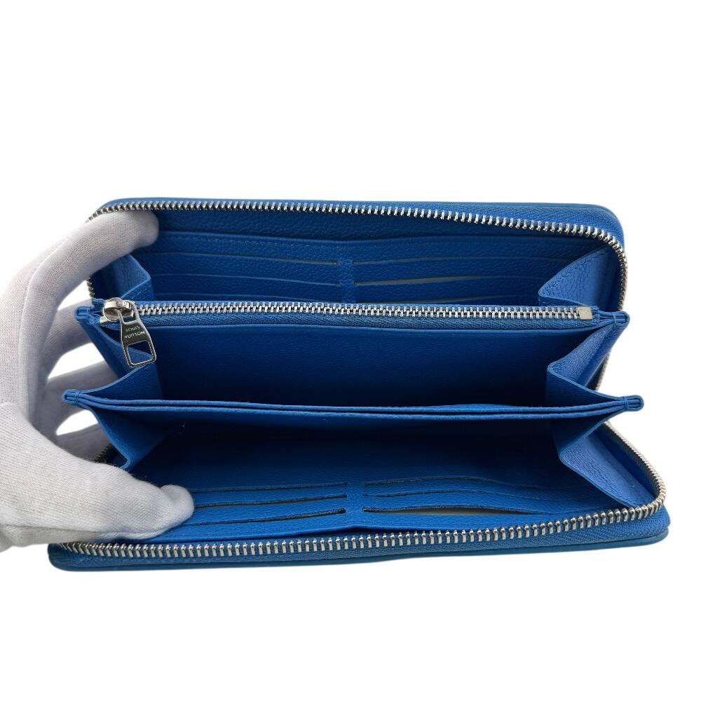 LOUIS VUITTON M81954 Zip Around LVxYK Yayoi Kusama collaboration Monogram Ann Platt Infinity Dot Zippy Wallet Purse blue Monogram Ann Platt Women Used