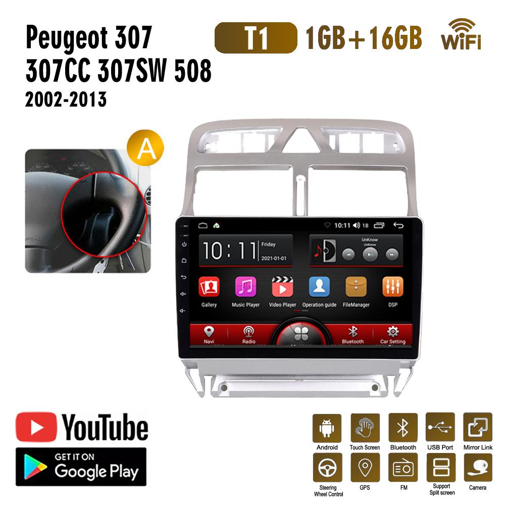 Автомобильный радиоприемник с GPS-навигацией на базе Android для Peugeot 307 307CC 307SW 2002-2013, мультимедийный стерео Wi-Fi видео 2din 2 DIN Carplay 2 + 32 ГБ