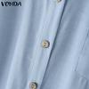 VONDA Летняя женская повседневная блузка с коротким рукавом и оборками на пуговицах