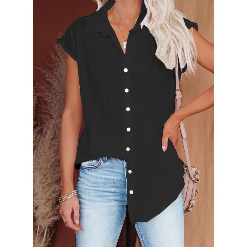 Summer 2026 Solid Color Single-Breasted Sleeveless Lapel Shirt