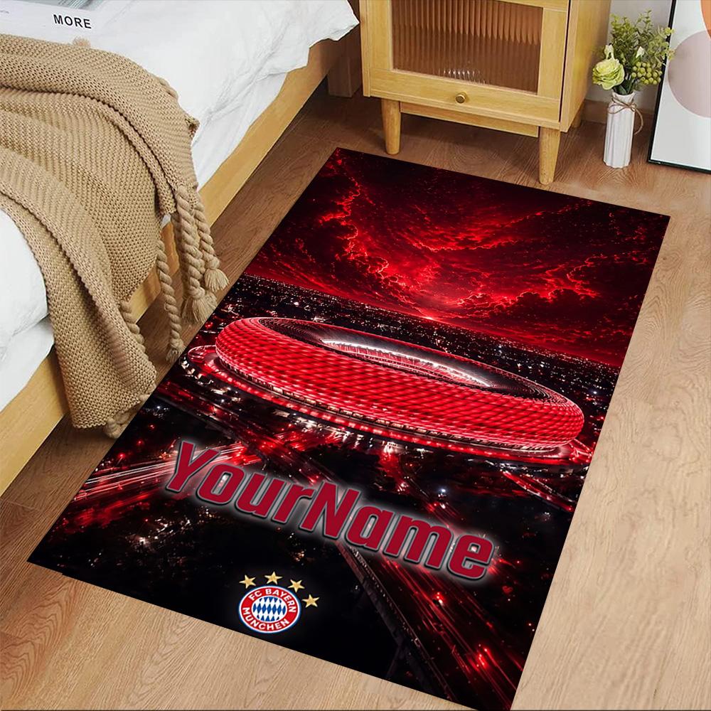 Bayern Munich Customize Text Area Rug Design for Kitchen Dormitory Bedrooms Outdoor Anti-slip Rug Decorate Offices