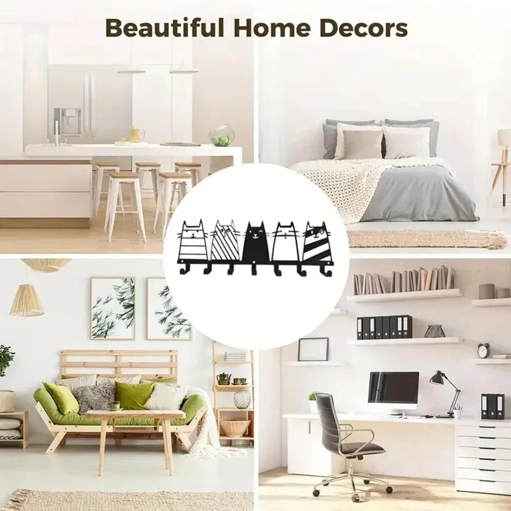 Декоративный крючок с милым котом, вешалка для ключей с 7 крючками, современная вешалка для одежды, настенная вешалка для декора кошек