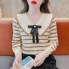 2024 Модный женский полосатый свитер с длинными рукавами — свободный крой для осени/зимы