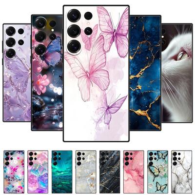 Чехлы Для Samsung S25 Plus Ultra Модные Крутые Мраморные Бабочка Чехол Мягкий Силикон Защитный Для Samsung S 25 Бампер Корпус