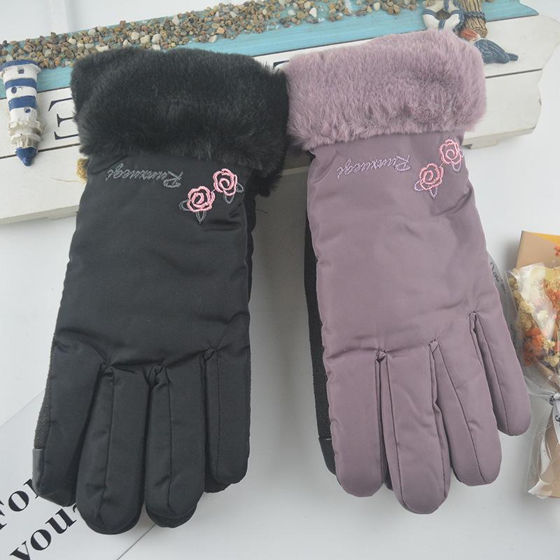 Ski gloves winter womens Korean version velvet warm riding cold and windproof touch screen motorcycle winter womens cotton gloves
