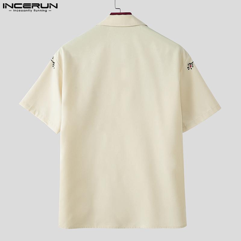 INCERUN Мужские летние рубашки поло на пуговицах с принтом, повседневные топы, уличная одежда