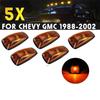 5PCS Truck Cab Marker Roof Lights W/ Amber Bulbs For Chevy GMC 1988-2002 Pickup