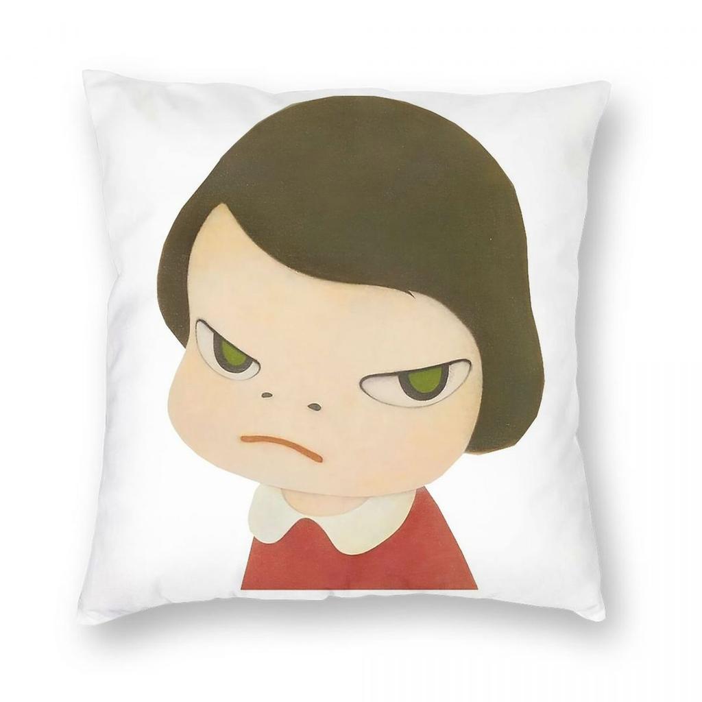 Yoshitomo Nara Girl Square Pillowcase Polyester Linen Velvet Creative Zip Decorative Car Cushion Cover