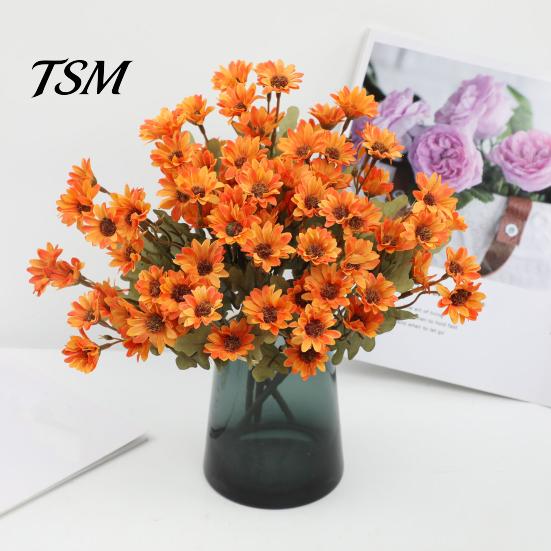 Decorative Silk Flowers for Wedding Artificial Daisy Flowers, Realistic Plastic Floral Arrangements, Reusable Faux Flower Bouquet, No Watering