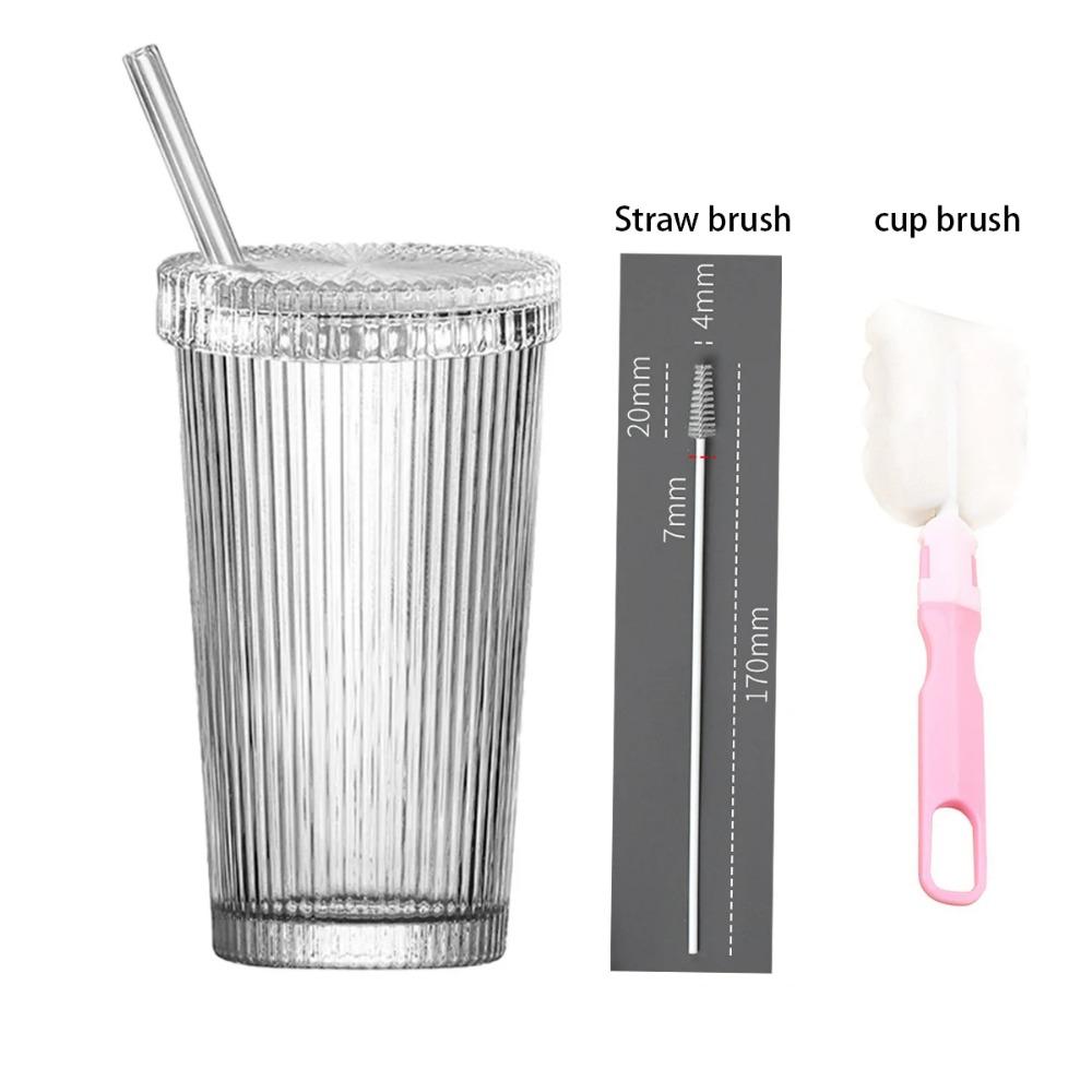 375 мл полосатая стеклянная кружка с крышкой и соломинкой в японском стиле шикарные кружки для молока кофе посуда для напитков чай подарки на день рождения виски стаканы