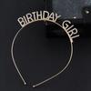 Zinc Zinc Alloy Birthday Gift Rhinestone Crown Happy Birthday Headband Korean Style Hair Hoop Female Jewelry