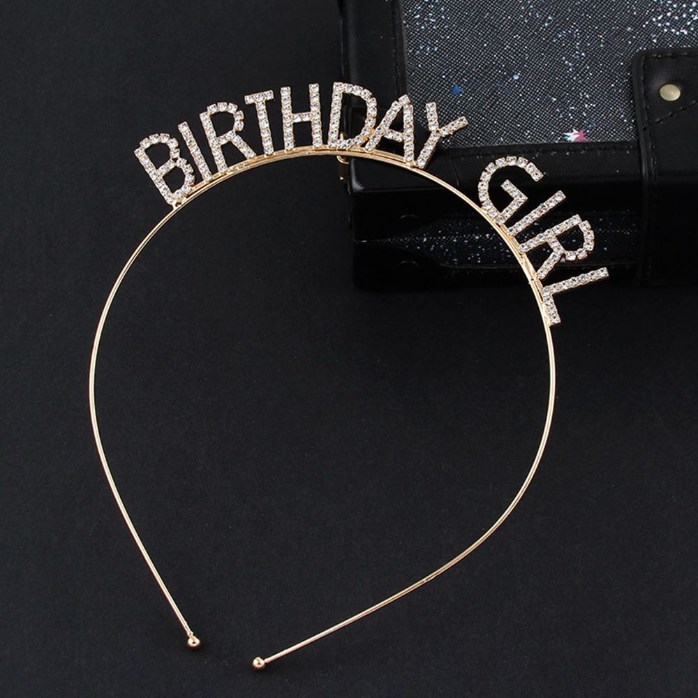 Letter Zinc Zinc Alloy Rhinestone Crown Korean Style Hair Hoop Female Jewelry Happy Birthday Headband
