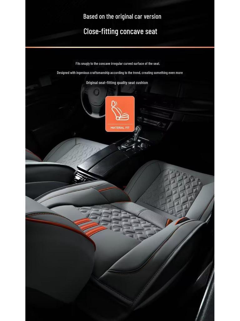 Nappa Leather Full Surround Seat Cushion Set for Five-Seat Cars, Universal Four-Season Car Seat Covers