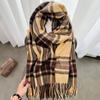 Autumn And Winter Checked Scarf WomenS Japanese Winter Classic Versatile Tassel Thickened Warm Cashmere Scarf