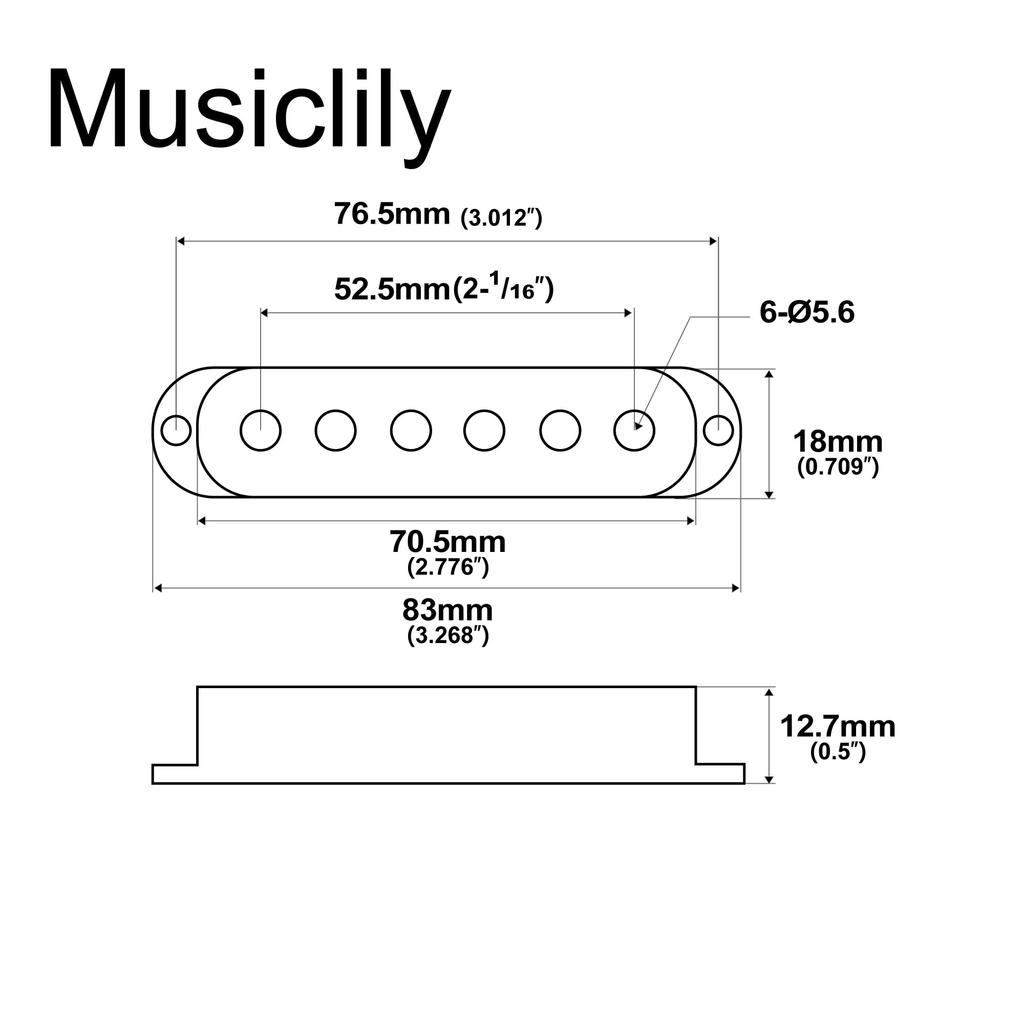 Musiclily Pro Strat Pickup Cover Set Pitch ST Single PU Cover для Strat Electric Black of 10.5mm USA/Mexico Guitar, (Набор 3)