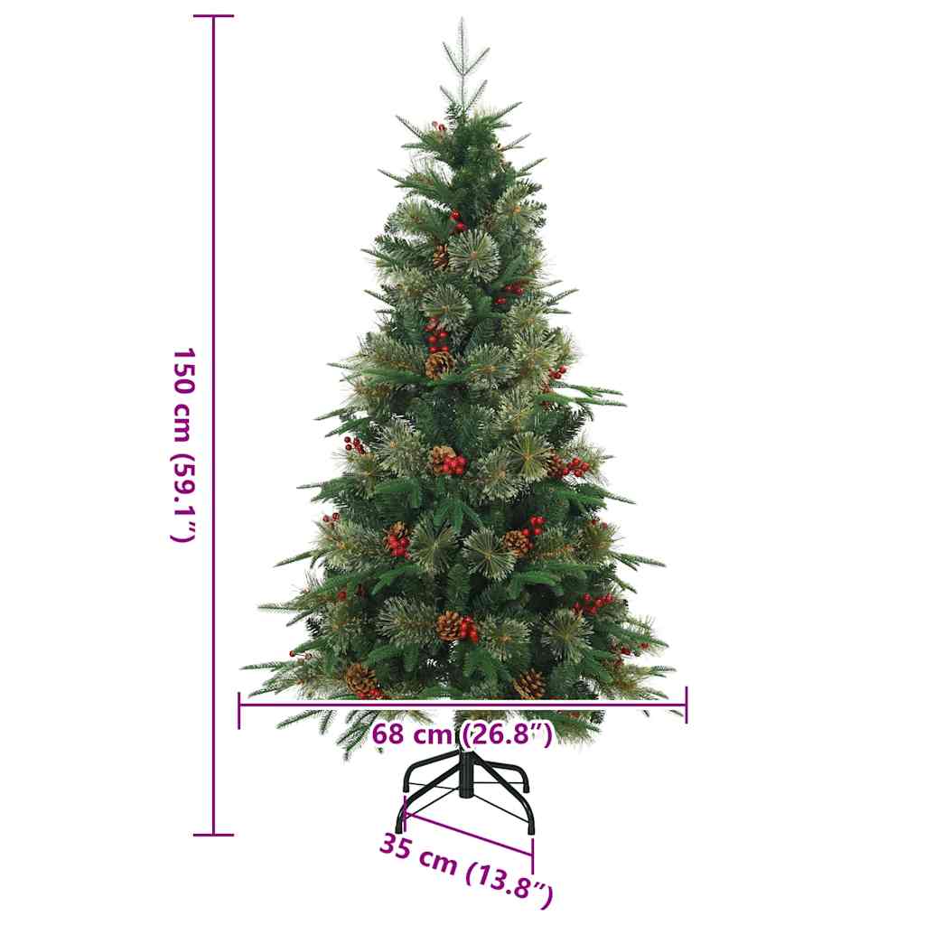 Artificial Foldable Christmas Tree Green 150 cm PE and PVC