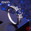 ZDADAN 925 Silver Square Pink Zircon Rings for Women Girls Fashion Jewelry