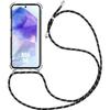Shockproof Case - BOOLING - for Samsung Galaxy A55 5G - Transparent Silicone - Adjustable Shoulder Strap - Black