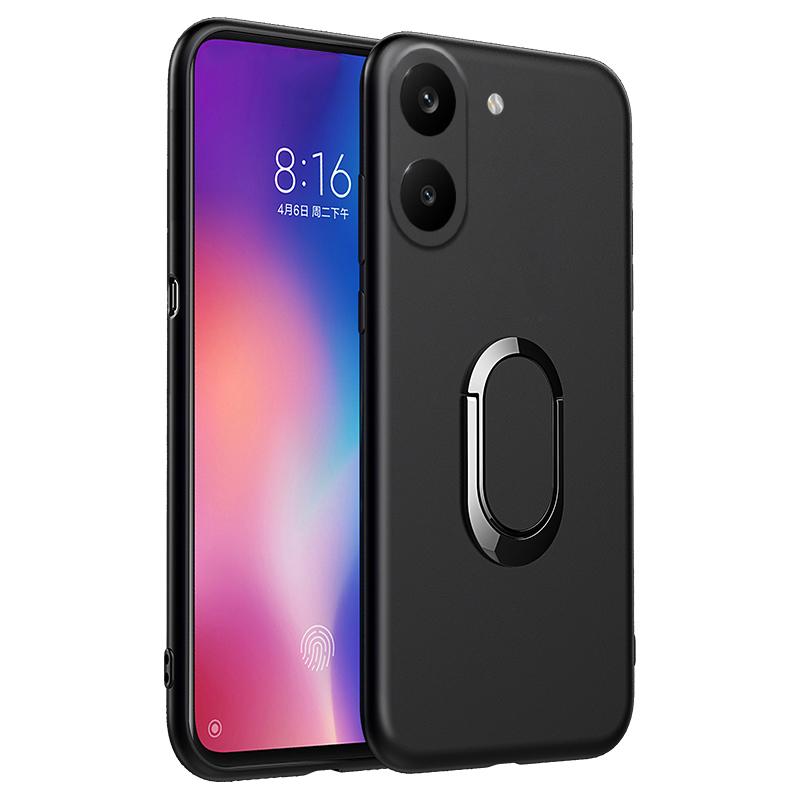 Чехол для Redmi Turbo 5 5 Max с металлическим кольцом-держателем, подставкой, матовый, из мягкого силикона, для автомобильного держателя