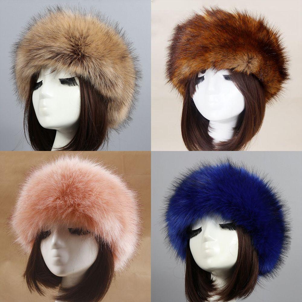 Outdoor Earwarmer Winter Thick Fluffy Faux Fur Women Russian Cap Headband Hat