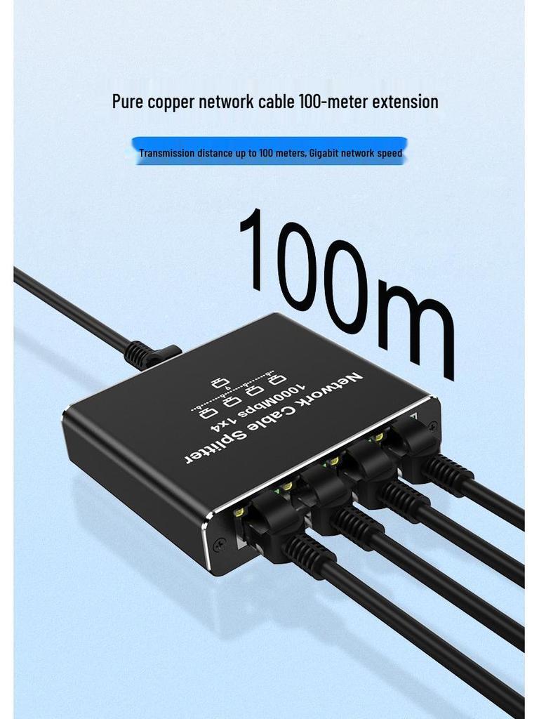 Гигабитный сетевой сплиттер RJ45: Сетевой кабель-разветвитель 1-на-2/4 порта