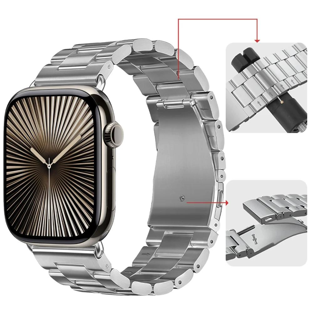 Металлический ремешок для Apple Watch Band 46мм 42мм 44мм 40мм 45мм 41мм Браслет из нержавеющей стали iWatch Серия 10 9 8 7 6 SE2 Ultra 49мм