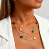 Chic Geometric Colored Beads Long Necklace, Stainless Steel Layered Sweater Chain Necklace, Stackable Fashion Jewelry for Women