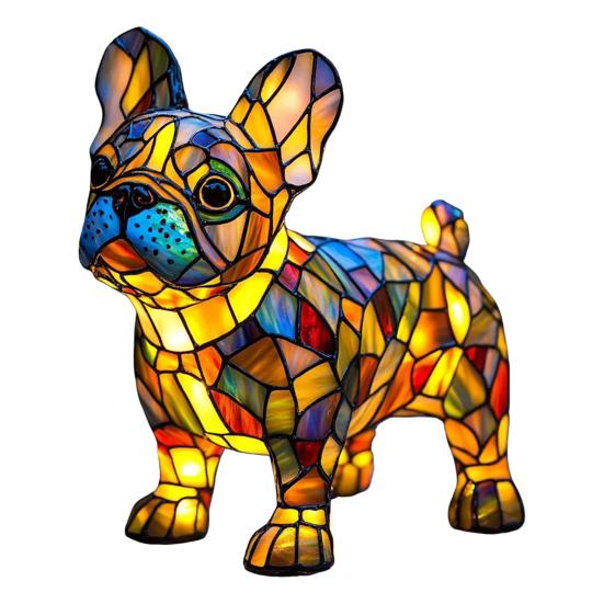 Светодиодный светильник с орнаментом в виде корги, настольная лампа в стиле ретро из смолы для собак, ночник с теплым окружающим светом, акцентное освещение для гостиной