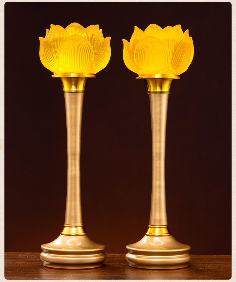 Glazed LED Lotus Lamp: Plug-in Everlasting Buddha Altar Light for Home or Buddhist Hall
