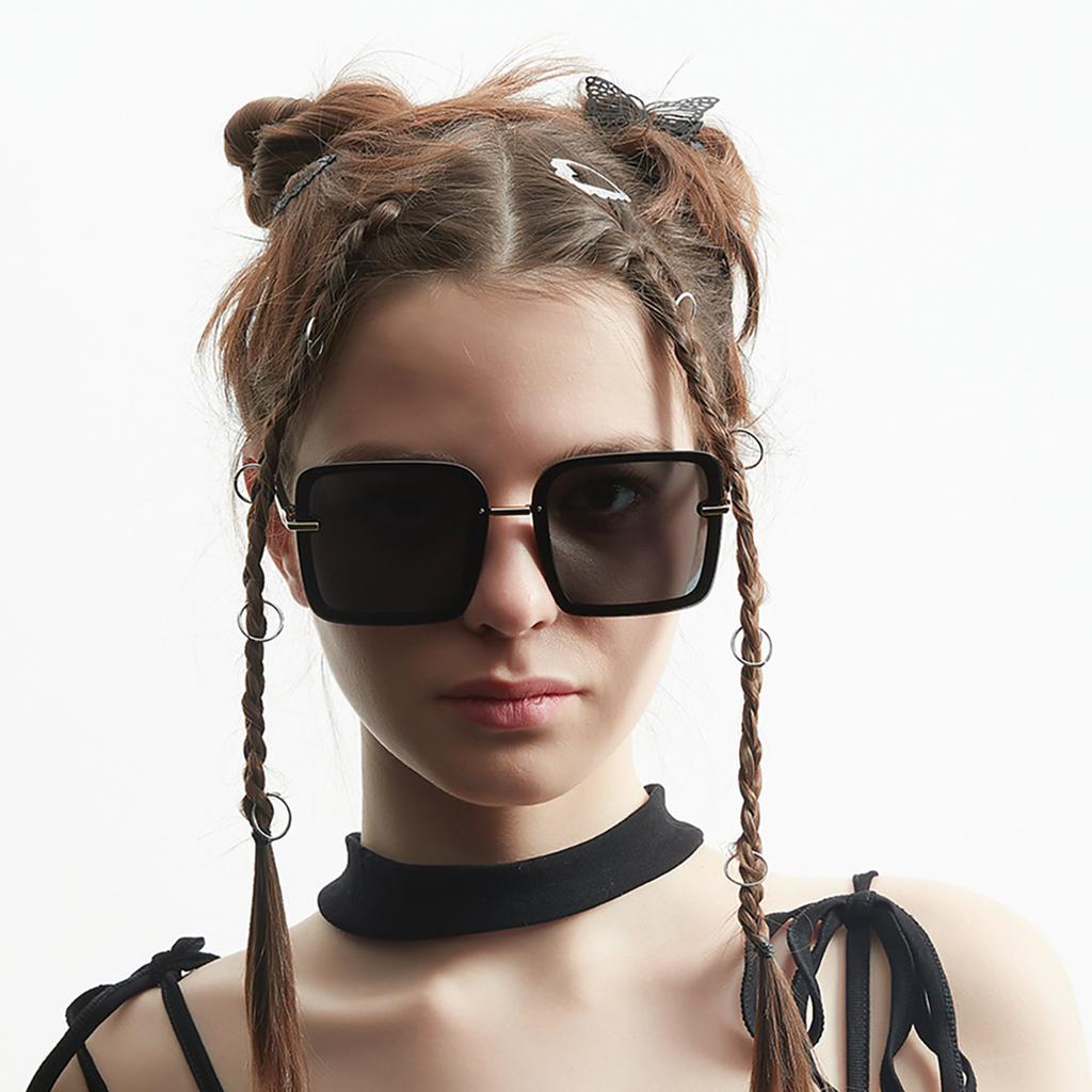 Очки с большой оправой, квадратные полуметаллические для круглого лица, тонкие простые солнцезащитные очки, женские модные солнцезащитные очки, мужские