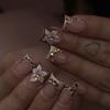 24Pcs 3D Embossed Carved Press‑on Nails European French Leopard Print Y2K Fake Nails Cool Girl Artificial Nail Tips for Party Wear