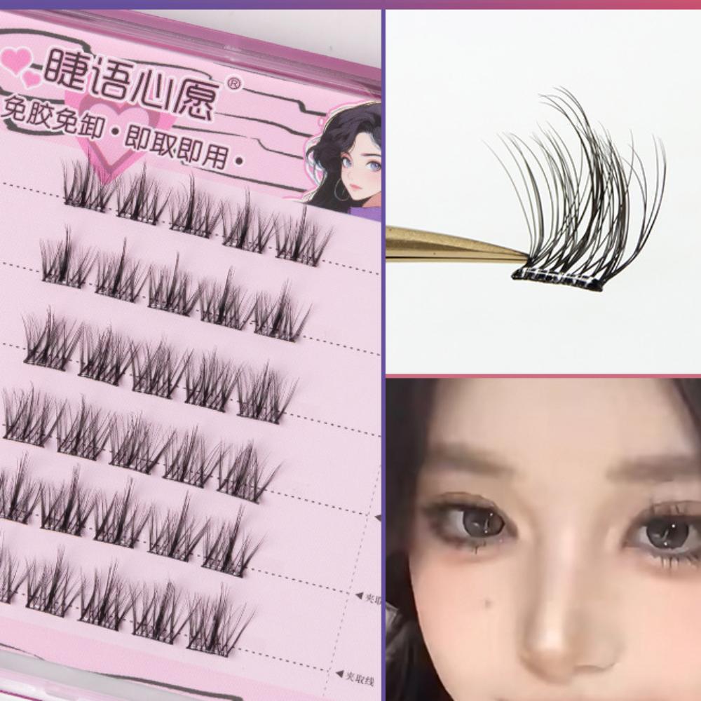 Reusable Adhesive False Eyelashes Wispy False Eyelash Clusters Self-adhesive Lash Clusters Makeup
