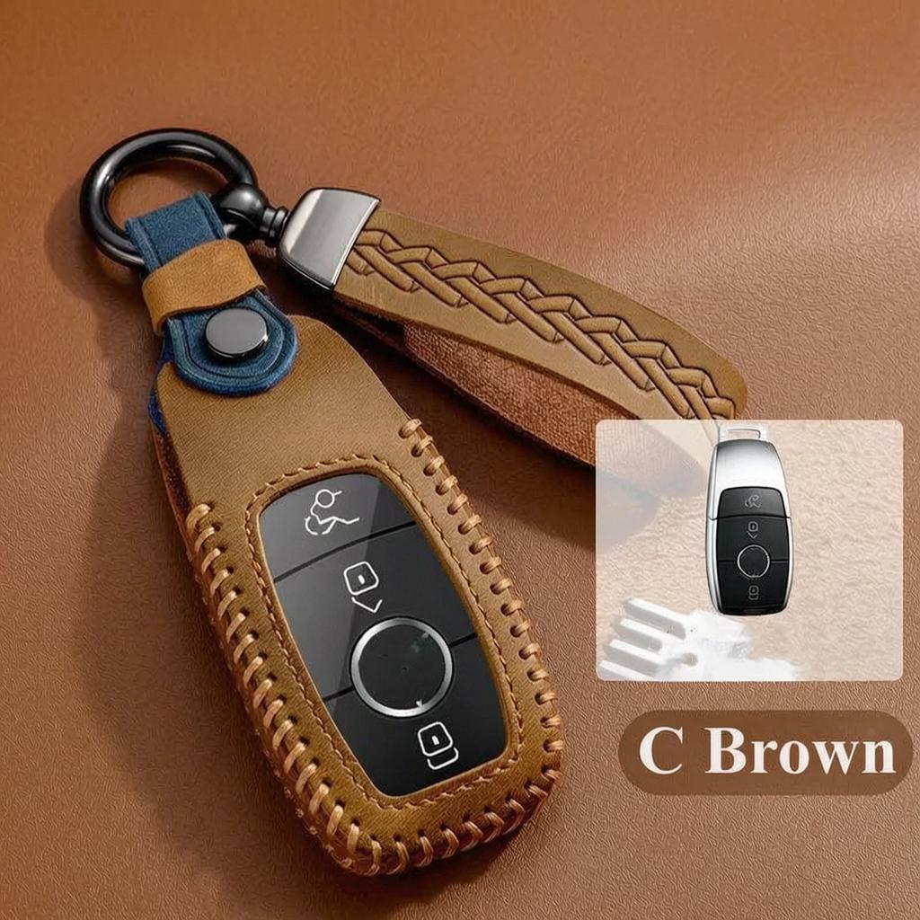 Кожаный чехол для ключа для Mercedes Benz C-Class W205 W204 E-Class W213 W212 S-Class W222 Glc Gle Cla Cls Smart Key Fob Cover 3 кнопки