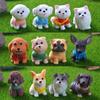 12Pcs Resin Craft Dog Ornaments Desktop Decoration Animal Statue Dog Figurine  Fairy Tale Gardens