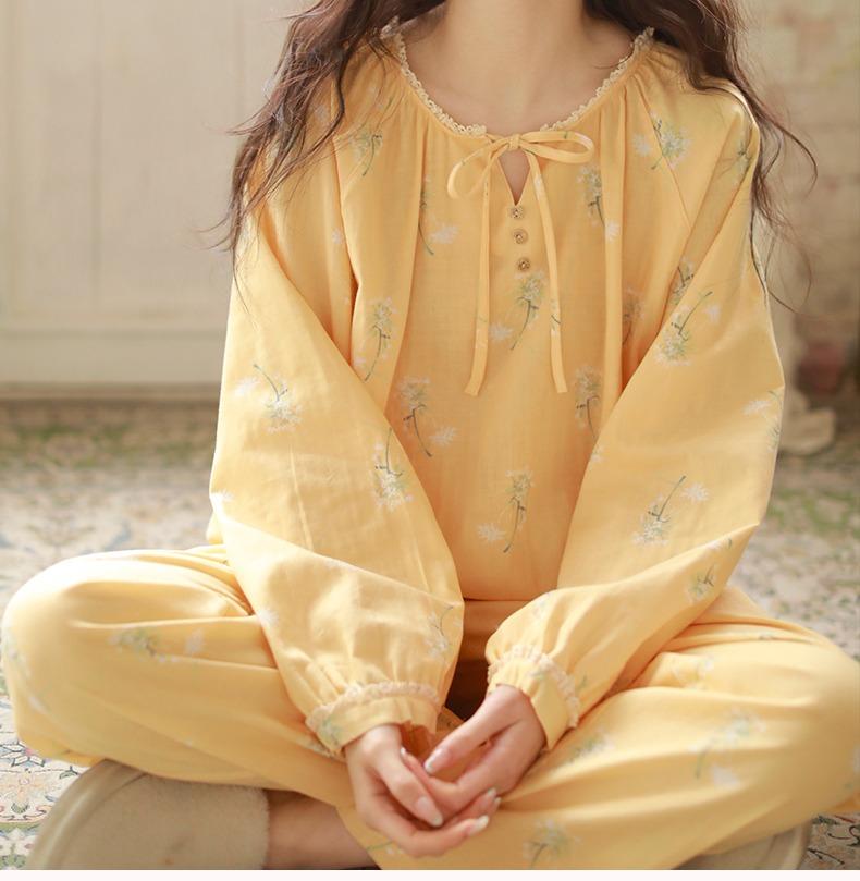 Dandelion round neck long-sleeved women's home suit set