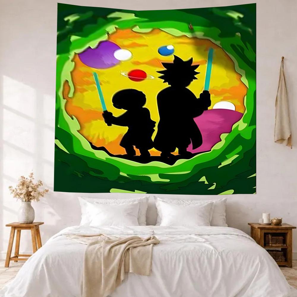 Rick Morty Wall Decor Tapestry Art For Pet Memorial Birthdaywedding Party Backdrop Family Gift