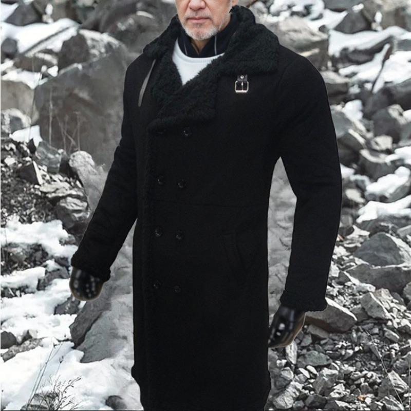 Теплое мужское пальто из замши и овечьей шерсти для суровой зимы и холода