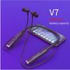 Kebidu V7 Neckband Bluetooth Headset LED Power Display Bluetooth TF Card FM Mode Switch MP3 Player Radio 2 In 1 Handfree HiFi Stereo Earphone